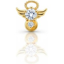 Blisse Piercing Kadın Gold Zirkon Taşlı Melek Kanatları Figürlü Çelik Tragus Helix Piercing 6 mm