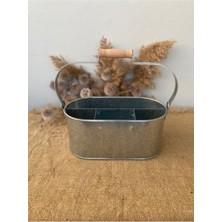 Feyza Design Bölmeli Galvanizli Kaşıklık Organizeri, Şık ve Kullanışlı Mutfak Düzenleyici