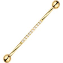 Blisse Piercing Unisex Zirkon Taşlı Cerrahi Çelik Industrial Köprü Piercing