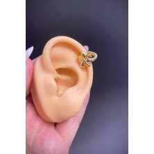 Blisse Piercing Kadın Gold Renk Fiyonk Figürlü 316L Çelik Helix Kıkırdak ve Lobe Piercing