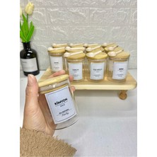 Feyza Design 12'li 200 ml Bambu Vakum Kapaklı Cam Baharatlık Saklama Seti (Kaşık Dahil)