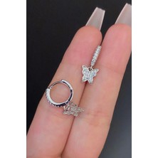 Blisse Piercing Kadın Kelebek Figürlü Zirkon Taşlı Tragus Helix Kıkırdak Çelik Halka Piercing