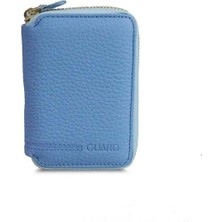 Guard Turkuaz Mavi Hakiki Deri Tam Fermuarlı Mini Cüzdan // GRD260225WT384