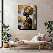 Artprinta Gold Afro Kadın Portre Kanvas Tablo – Modern Etnik Duvar Dekoru