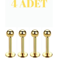 Blisse Piercing 4 Adet Cerrahi Çelik Tragus Labret Helix Kıkırdak Dudak Medusa Piercing Seti