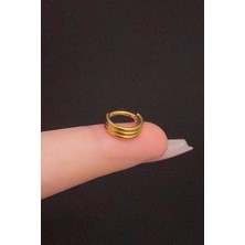 Blisse Piercing Kadın Kilitli 3 Sıra Görünümlü Tragus Helix Daith Rook Septum Halka Çelik Piercing