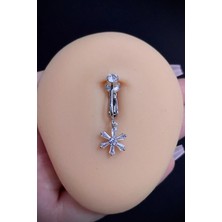 Blisse Piercing Kadın Gümüş Zirkon Taşlı Fake Sıkıştırma Deliksiz Belly Göbek Piercing