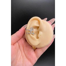Blisse Piercing Gümüş Renk Kuzey Yıldızı Figürlü Zirkon Taşlı Çelik Ear Cuff Kıkırdak Küpe – Sıkıştırmalı, Deliksiz