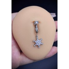 Blisse Piercing Kadın Kar Tanesi Figür Zirkon Taşlı Sıkıştırma Deliksiz Belly Göbek Piercing