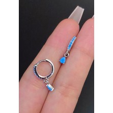 Blisse Piercing Kadın Turkuaz Zirkon Taşlı Tragus Helix Kıkırdak Sallantılı Çelik Halka Piercing