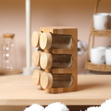 Feyza Design 6'lı Bambu Baharat Seti, Şık ve Doğal Mutfak Aroması Için Ideal