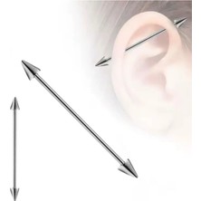 Blisse Piercing Unisex Gümüş Renk Spike Uçlu Cerrahi Çelik Industrial Köprü Piercing