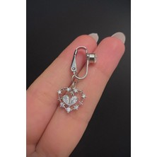 Blisse Piercing Kadın Çelik Zirkon Taşlı Kalp Figürlü Sıkıştırma Deliksiz Göbek Piercing