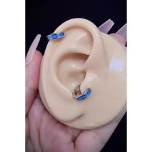 Blisse Piercing Kadın Turkuaz Taşlı Tragus Helix Kıkırdak Halka Çelik Piercing