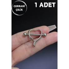 Blisse Piercing Kadın Gümüş Kalp Figürlü Meme Ucu Nipple Piercing