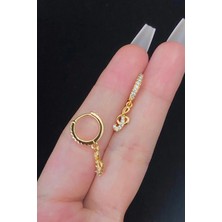 Blisse Piercing Kadın Sol Anahtarı Figür Zirkon Taşlı Tragus Helix Kıkırdak Sallantılı Çelik Halka Piercing