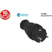 Kondel Aydınlatma Tp Electric 16A Kauçuk Düz Erkek Fiş 10’lu Paket – Darbelere Dayanıklı Priz Fişi