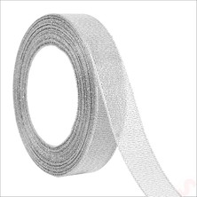 Süsle Bebek ve Parti Parlak Simli Organze Kurdele, 2,5 cm x 23 mt - Gümüş