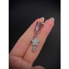 Blisse Piercing Kadın Çelik Zirkon Taşlı Yıldız Figürlü Sıkıştırma Deliksiz Göbek Piercing