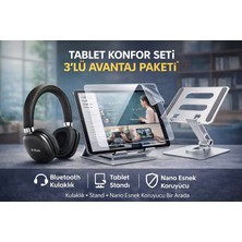 Jolita Samsung A9 Plus X210 Uyumlu Bluetooth Kulaklık Tablet Standı Ekran Koruyucu Set