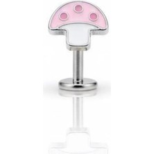 Blisse Piercing Kadın Gümüş Renk Mantar Figürlü Tragus Helix Çelik Piercing 7 mm