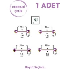 Blisse Piercing Unisex Cerrahi Çelik 1.6mm Kalınlık Dil Piercing