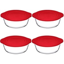 Feyza Design Sıcak Tencere Seti, 4'lü Yuvarlak Cam Kapaklı, 2100 Cc, Dayanıklı ve Şık