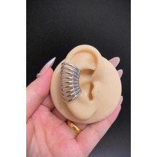 Blisse Piercing Gümüş Renk Boru Model Çelik Ear Cuff Kıkırdak Küpe – Sıkıştırmalı, Deliksiz Kullanım