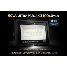 ZMR Lumıxa 50 W Ultra Slim LED Projektör (220V-6500K-3400LM)BEYAZ Işık