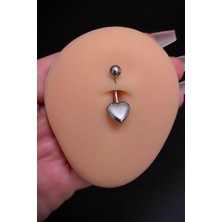 Blisse Piercing Kadın Gümüş Kalp Figürlü Cerrahi Çelik Göbek Piercing