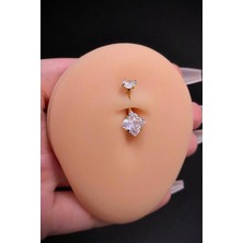 Blisse Piercing Kadın Gold Yıldız Zirkon Taşlı Belly Çelik Göbek Piercing