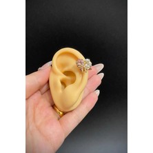 Blisse Piercing Pembe Kalp ve Fiyonk Figürlü Çelik Ear Cuff – Deliksiz, Sıkıştırmalı Kıkırdak Küpe