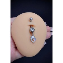 Blisse Piercing Kadın Gümüş Yunus Balığı Figürlü Sallantılı Belly Çelik Göbek Piercing