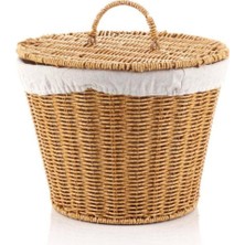 Feyza Design Şık Rattan Oval Sepet, Kapaklı ve Hafif Tasarım