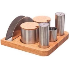 Feyza Design Ahşap Tuzluk ve Baharatlık Takımı 6'lı, Şık ve Kullanışlı Tasarım