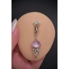 Blisse Piercing Kadın Çelik Zirkon Taşlı Pembe Deniz Anası Figürlü Sıkıştırma Deliksiz Göbek Piercing