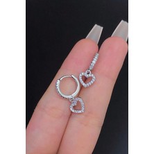Blisse Piercing Kadın Kalp Figür Zirkon Taşlı Tragus Helix Kıkırdak Sallantılı Çelik Halka Piercing
