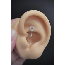 Blisse Piercing Kadın Daire Figürlü Zirkon Taşlı Rook ve Kaş Çelik Piercing