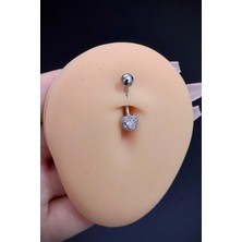 Blisse Piercing Kadın Gümüş Cerrahi Çelik Kalp Tasarım Belly Çelik Göbek Piercing