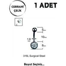 Blisse Piercing Kadın Tek Taşlı Cerrahi Çelik Göbek Piercing