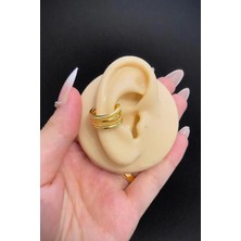 Blisse Piercing Gold Renk Sıkıştırmalı Çelik Kıkırdak Küpe – Antialerjik & Deliksiz Kullanım