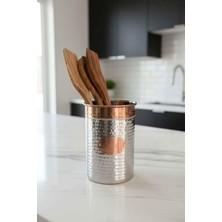 Feyza Design Paslanmaz Çelik ve Bakır Detaylı Modern Kaşıklık, Şık Mutfak Aksesuarı