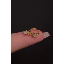 Blisse Piercing Kadın Çiçek Figürlü Sallantılı Taşlı Tragus Helix Kıkırdak Halka Çelik Piercing