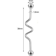 Blisse Piercing Gümüş Renk Zikzaklı Cerrahi Çelik Köprü Industrial Piercing