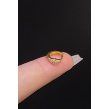 Blisse Piercing Kadın Çiçek Figürlü Taşlı Tragus Helix Kıkırdak Halka Çelik Piercing