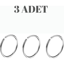 Blisse Piercing 3'lü Cerrahi Çelik Ince Tel Hızma Halka Seti | 0.8mm Burun Piercing Gümüş Renk