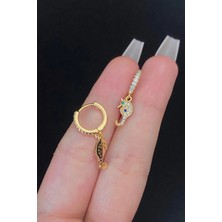 Blisse Piercing Kadın Deniz Atı Figür Zirkon Taşlı Tragus Helix Kıkırdak Sallantılı Çelik Halka Piercing