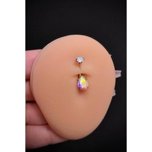 Blisse Piercing Kadın Gold Damla Zirkon Taşlı Belly Çelik Göbek Piercing