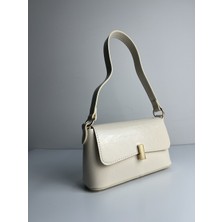 Giseca Sindy Krem Tokalı Deri Şık Kadın Omuz Çantası