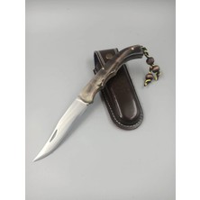 Hisar Bıçak Yaylı Koç Boynuzlu Püsküllü Çakı İsim Yazdırılabilir Kamp Bıçağı Ahşap Saplı Outdoor Ekipman